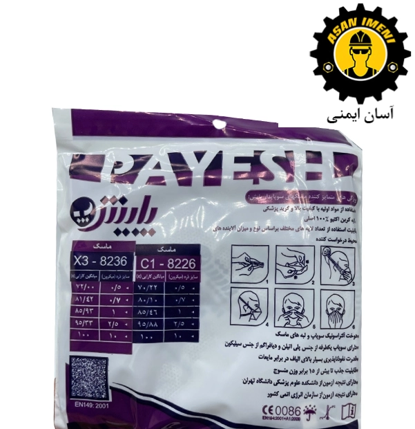 ماسک ایمنی ffp3 8236 پایش - تصویر 3